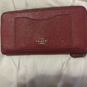 Coach Burgundy Zip-Around Wallet